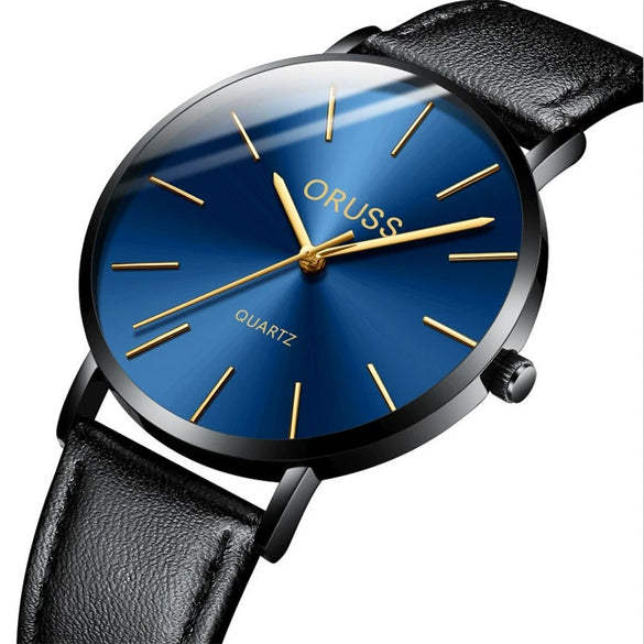 Couple's Stainless Steel And Pu Casual Waterproof Quartz Watch With Round Dial