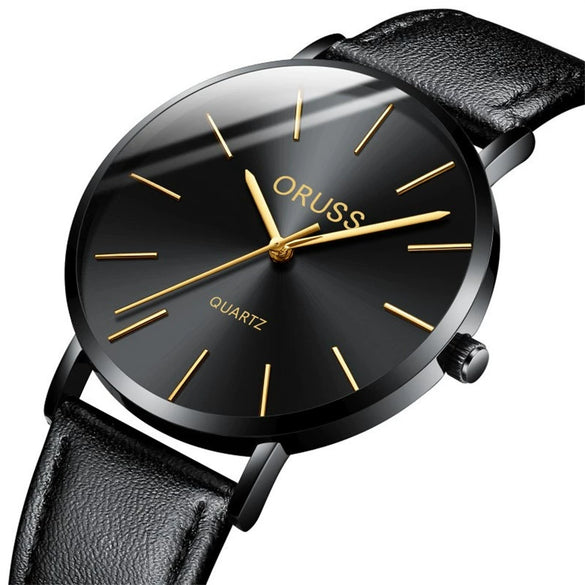 Couple's Stainless Steel And Pu Casual Waterproof Quartz Watch With Round Dial