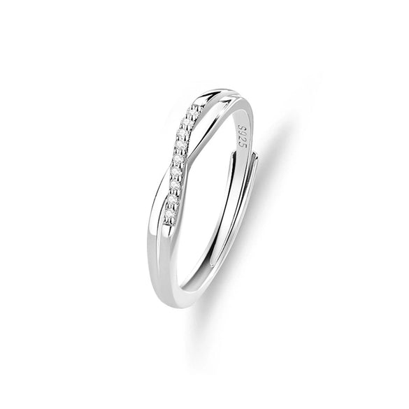 Couple's 925 Sterling Silver Geometric Eternal Love Ring Light Luxury High Fashion Versatile Adjustable