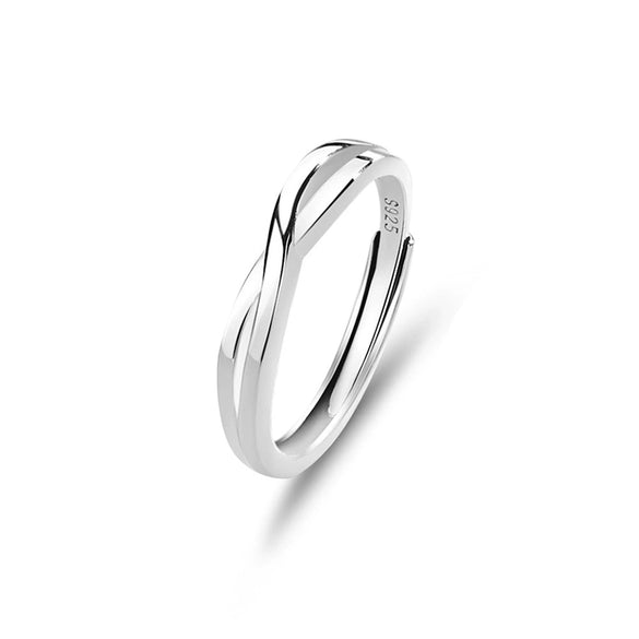 Couple's 925 Sterling Silver Geometric Eternal Love Ring Light Luxury High Fashion Versatile Adjustable