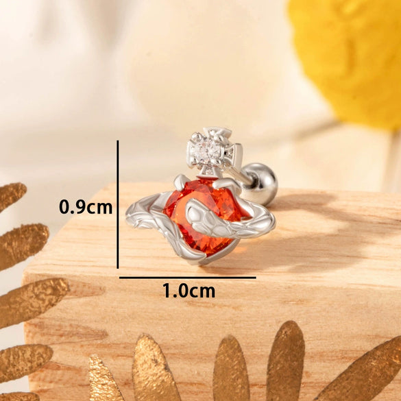 Couple's Titanium Steel Animal Zodiac Inlaid Zircon Ear Nails