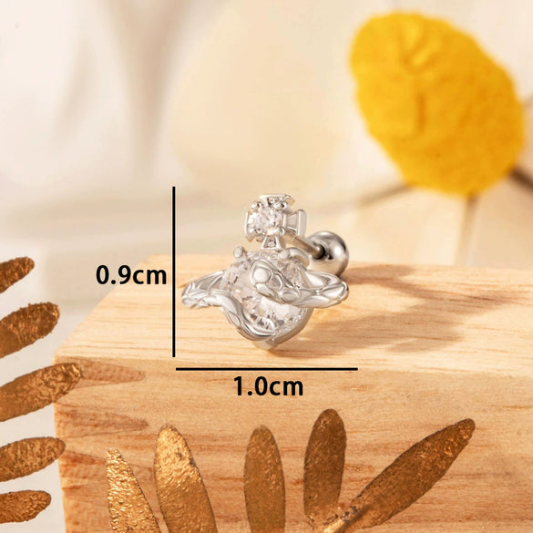 Couple's Titanium Steel Animal Zodiac Inlaid Zircon Ear Nails