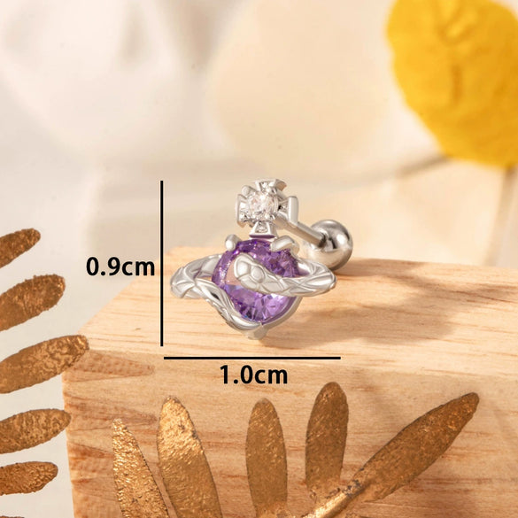 Couple's Titanium Steel Animal Zodiac Inlaid Zircon Ear Nails
