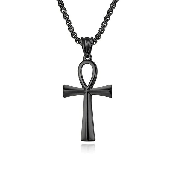 Couple's Titanium Steel Cross Necklace With Alloy Pendant Baking Paint Design Woolen Chain Hiphop Trendy Styling With Animals And Zodiac Pattern