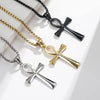 Couple's Titanium Steel Cross Necklace With Alloy Pendant Baking Paint Design Woolen Chain Hiphop Trendy Styling With Animals And Zodiac Pattern