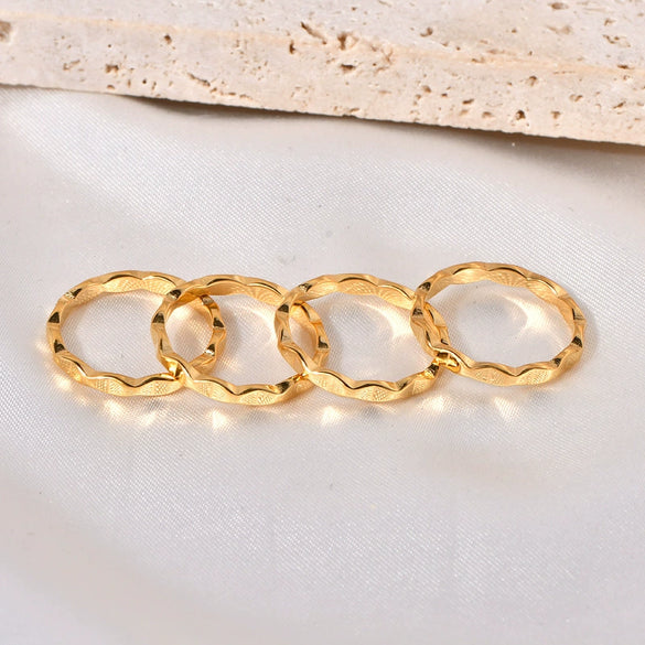 Couple's Titanium Steel Geometric Ring Electroplated Minimalist Style