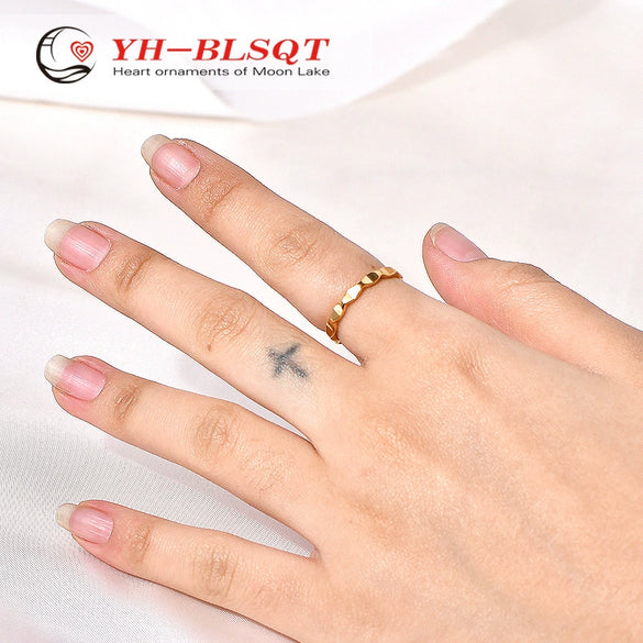 Couple's Titanium Steel Geometric Ring Electroplated Minimalist Style