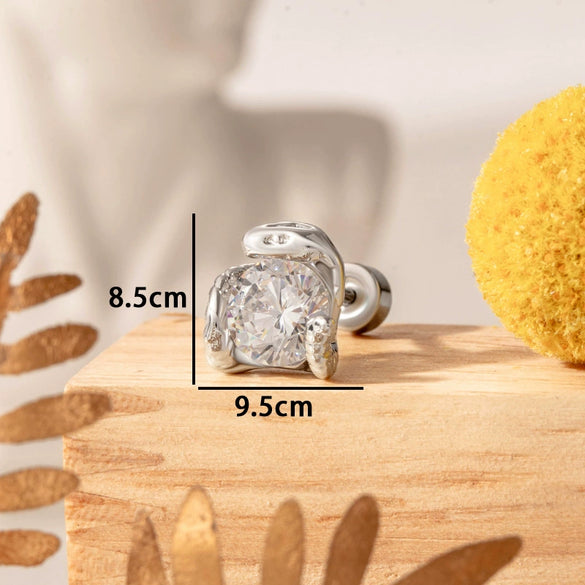 Couple's Titanium Steel Inlaid Zircon Animals Zodiac Ear Nails
