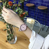 Couple's Watch Alloy Case Imitation Leather Strap Stainless Steel Clasp Round Dial Antique Style Stone Pattern