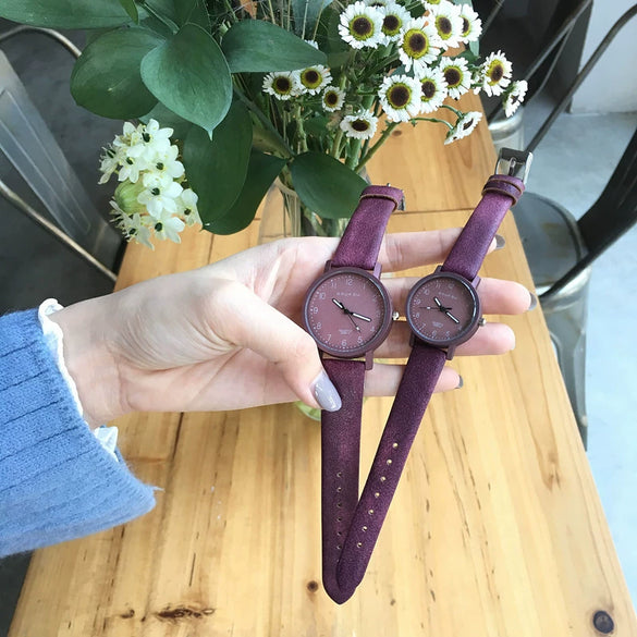 Couple's Watch Alloy Case Imitation Leather Strap Stainless Steel Clasp Round Dial Antique Style Stone Pattern