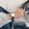 Couple's Watch Alloy Case Imitation Leather Strap Stainless Steel Clasp Round Dial Leisure Style