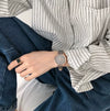 Couple's Watch Alloy Case Imitation Leather Strap Stainless Steel Clasp Round Dial Leisure Style