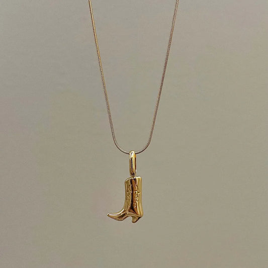 Cowboy Style Boots Stainless Steel Plating 18k Gold Plated Pendant Necklace