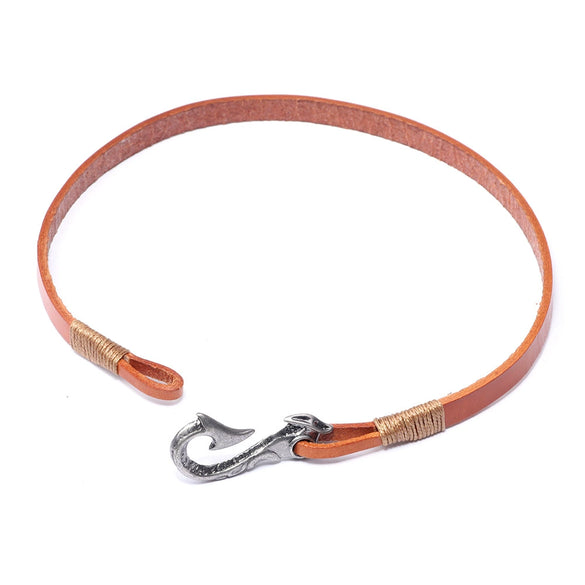 Cowhide Bracelet Handcut Woven Leather Rope Bracelet Metal Hook Alloy Electroplated Ancient Silver Leather Bracelet