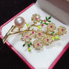 Craft Natural Freshwater Pearl Plum Blossom Corsage Pin Copper Brooch For Women Fashion