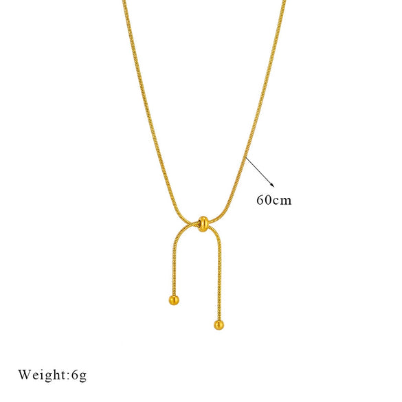 Creative Adjustable Pull Out Style Temperament Women's Necklace With Geometric Pattern Titanium Steel Chain And Electroplating Treatment