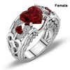 Creative Alloy Crown Heart Shaped Ruby Ring With Electroplated Princess Style Design For Unisex Jewelry Collection