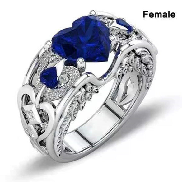 Creative Alloy Crown Heart Shaped Ruby Ring With Electroplated Princess Style Design For Unisex Jewelry Collection