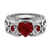 Creative Alloy Crown Heart Shaped Ruby Ring With Electroplated Princess Style Design For Unisex Jewelry Collection