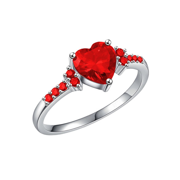 Creative Amethyst Zircon Silver Ring Fashion Wedding Heartshaped Colored Diamond Ring Female  Sales