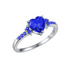 Creative Amethyst Zircon Silver Ring Fashion Wedding Heartshaped Colored Diamond Ring Female  Sales