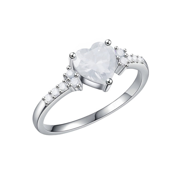 Creative Amethyst Zircon Silver Ring Fashion Wedding Heartshaped Colored Diamond Ring Female  Sales