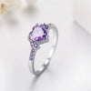 Creative Amethyst Zircon Silver Ring Fashion Wedding Heartshaped Colored Diamond Ring Female  Sales