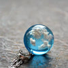 Creative Blue Sky White Clouds Cartoon Style Alloy Resin Transparent Ball Pendant Necklace With Electroplating For Women