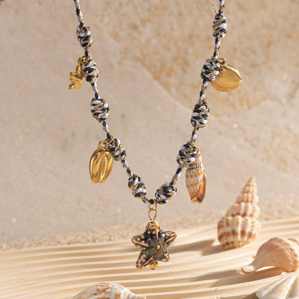 Creative Ceramic Pendant Lanyard Necklace With Animal And Zodiac Patterns For Women Summer Fresh Titanium Steel Clavicle Chain
