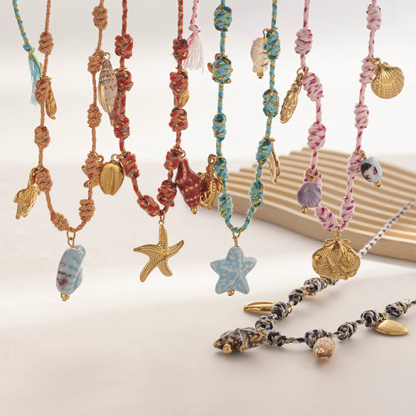 Creative Ceramic Pendant Lanyard Necklace With Animal And Zodiac Patterns For Women Summer Fresh Titanium Steel Clavicle Chain