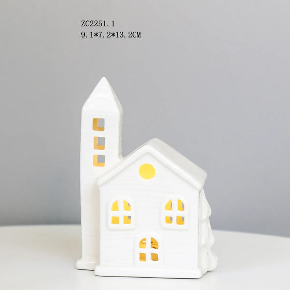 Creative Craft Ceramic LED Small House Night Light Headlamp Decoration Decoration Factory Direct Export  Wholesale