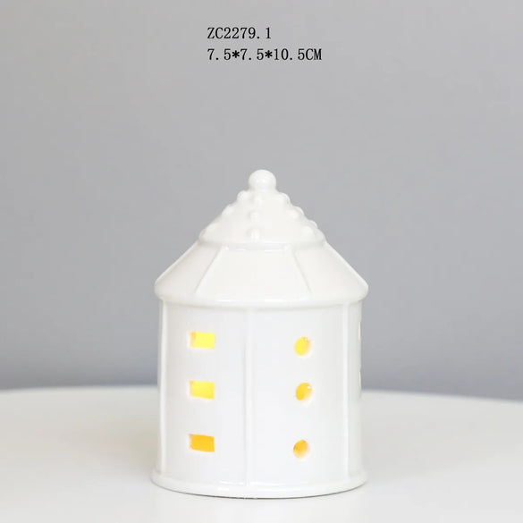 Creative Craft Ceramic LED Small House Night Light Headlamp Decoration Decoration Factory Direct Export  Wholesale