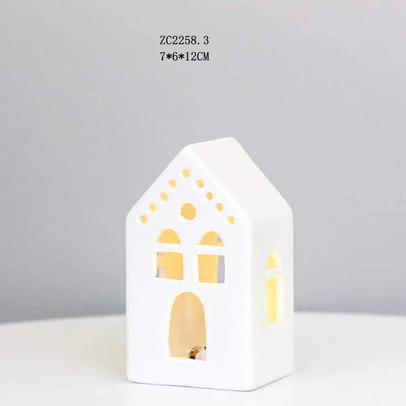 Creative Craft Ceramic LED Small House Night Light Headlamp Decoration Decoration Factory Direct Export  Wholesale