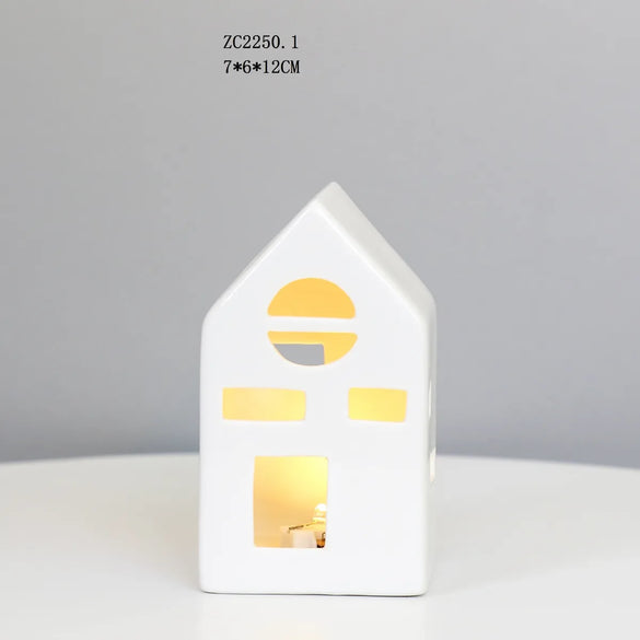 Creative Craft Ceramic LED Small House Night Light Headlamp Decoration Decoration Factory Direct Export  Wholesale