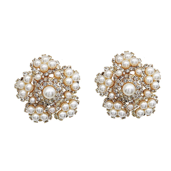 Creative Exaggerated Round Geometric Earrings With Imitation Pearls And Star Detail For Women Natural Style Statement Jewelry