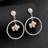 Creative Exaggerated Round Geometric Earrings With Imitation Pearls And Star Detail For Women Natural Style Statement Jewelry
