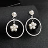 Creative Exaggerated Round Geometric Earrings With Imitation Pearls And Star Detail For Women Natural Style Statement Jewelry