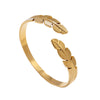 Creative Feather Stainless Steel Bracelet For Women With Electroplating Treatment Simple Temperament And Personality Open Niche Design