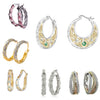 Creative Geometric Hollow Metal Clip On Earrings With Color Separation Electroplated Finish For Women Statement Ear Jewelry