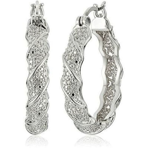 Creative Geometric Hollow Metal Clip On Earrings With Color Separation Electroplated Finish For Women Statement Ear Jewelry