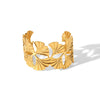 Creative Ginkgo Leaf Cshaped Female Opening Bracelet Stainless Steel Goldplated Pvd Furnace Real Gold Electroplated