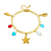 Creative Gold Plated Tortoise Dolphin Starfish Pendant Stainless Steel Chain Jewelry Bracelet For Women With Animal Pattern And Electroplating Treatment