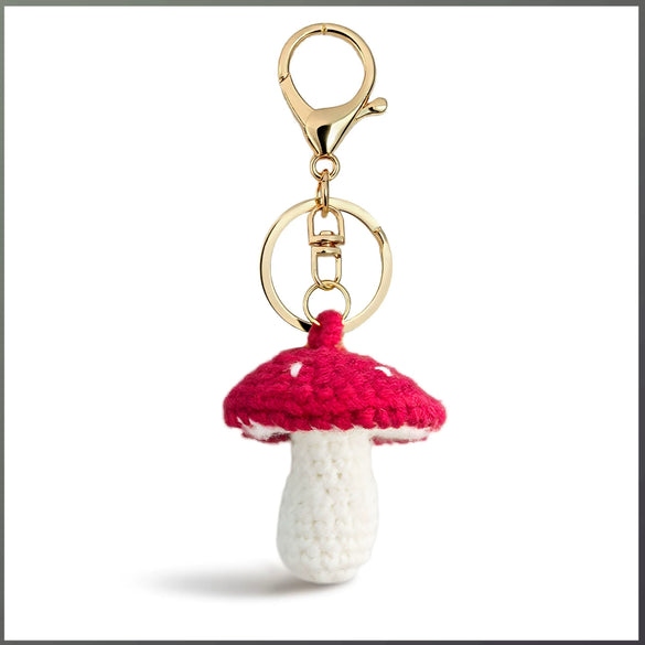 Creative Hand Knitted Mushroom Keychain Cute Copper Bag Pendant Anniversary Commemorative Gift