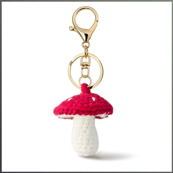 Creative Hand Knitted Mushroom Keychain Cute Copper Bag Pendant Anniversary Commemorative Gift