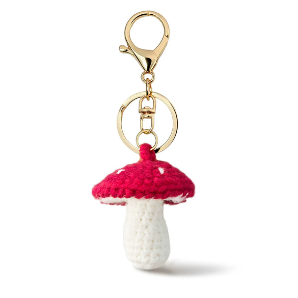 Creative Hand Knitted Mushroom Keychain Cute Copper Bag Pendant Anniversary Commemorative Gift