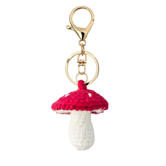 Creative Hand Knitted Mushroom Keychain Cute Copper Bag Pendant Anniversary Commemorative Gift