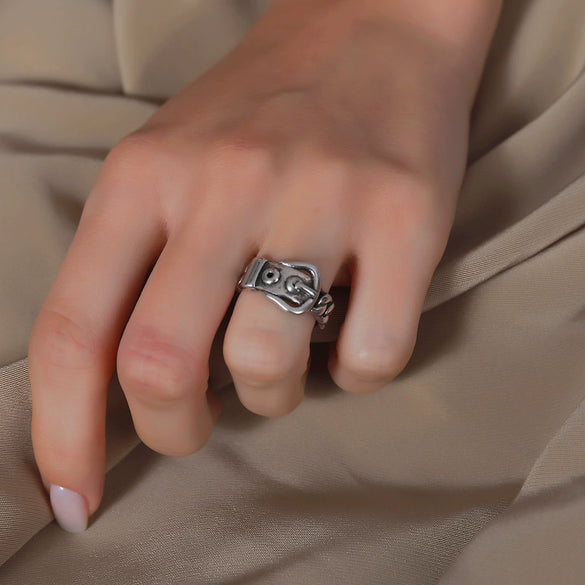 Creative Heart Of Thorns Love Opening Fugu Ring Jewelry Alloy Material Electroplating Processing Heart Shaped And Star Patterned For Women