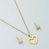 Creative Hollow Love Pendant Titanium Steel Necklace Earrings Set With Snake Bone Chain Electroplated For Women