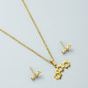 Creative Hollow Love Pendant Titanium Steel Necklace Earrings Set With Snake Bone Chain Electroplated For Women