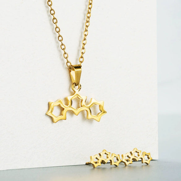 Creative Hollow Love Pendant Titanium Steel Necklace Earrings Set With Snake Bone Chain Electroplated For Women